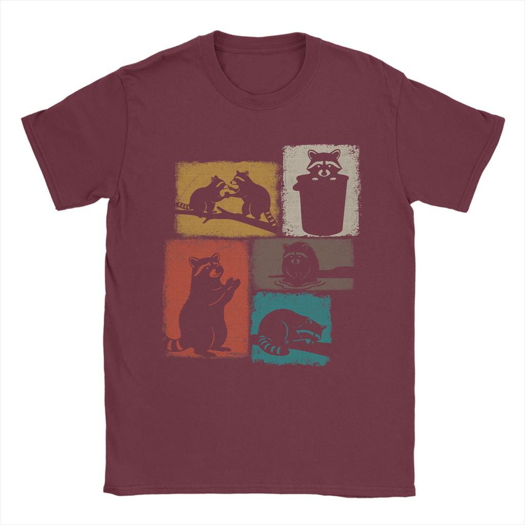 Humorous Raccoon Vintage Collage Trash Panda Lover T-Shirt for Men Round Neck Cotton T Shirt  Short Sleeve Tees Classic Clothing