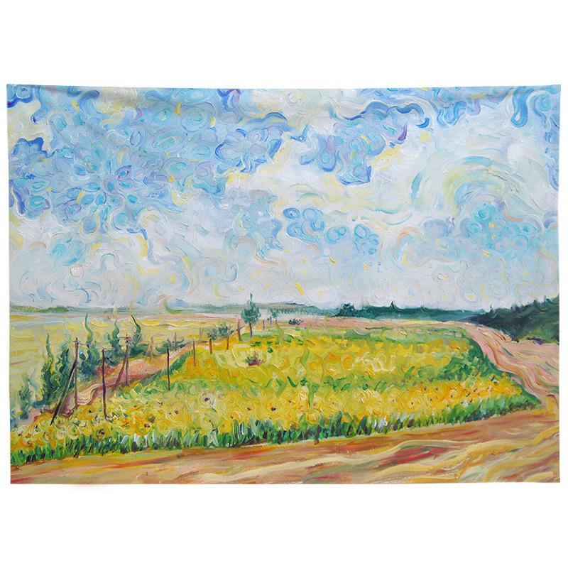 Nordic Style Oil Painting Background Cloth, INS Hanging Cloth, Bedroom, Dormitory, Guesthouse Decoration, Bedside Background Wall Cloth, Tapestry