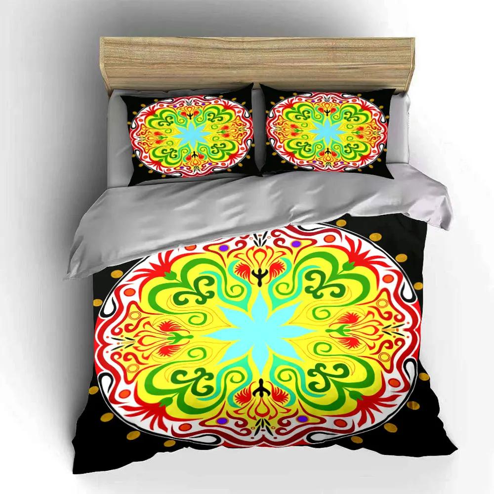 Colorful Mandala Three-Piece Set Decor Soft Comfortable Duvet Cover Bedding Set Included 1*Duvet Cover & 2*Pillowcases Gift