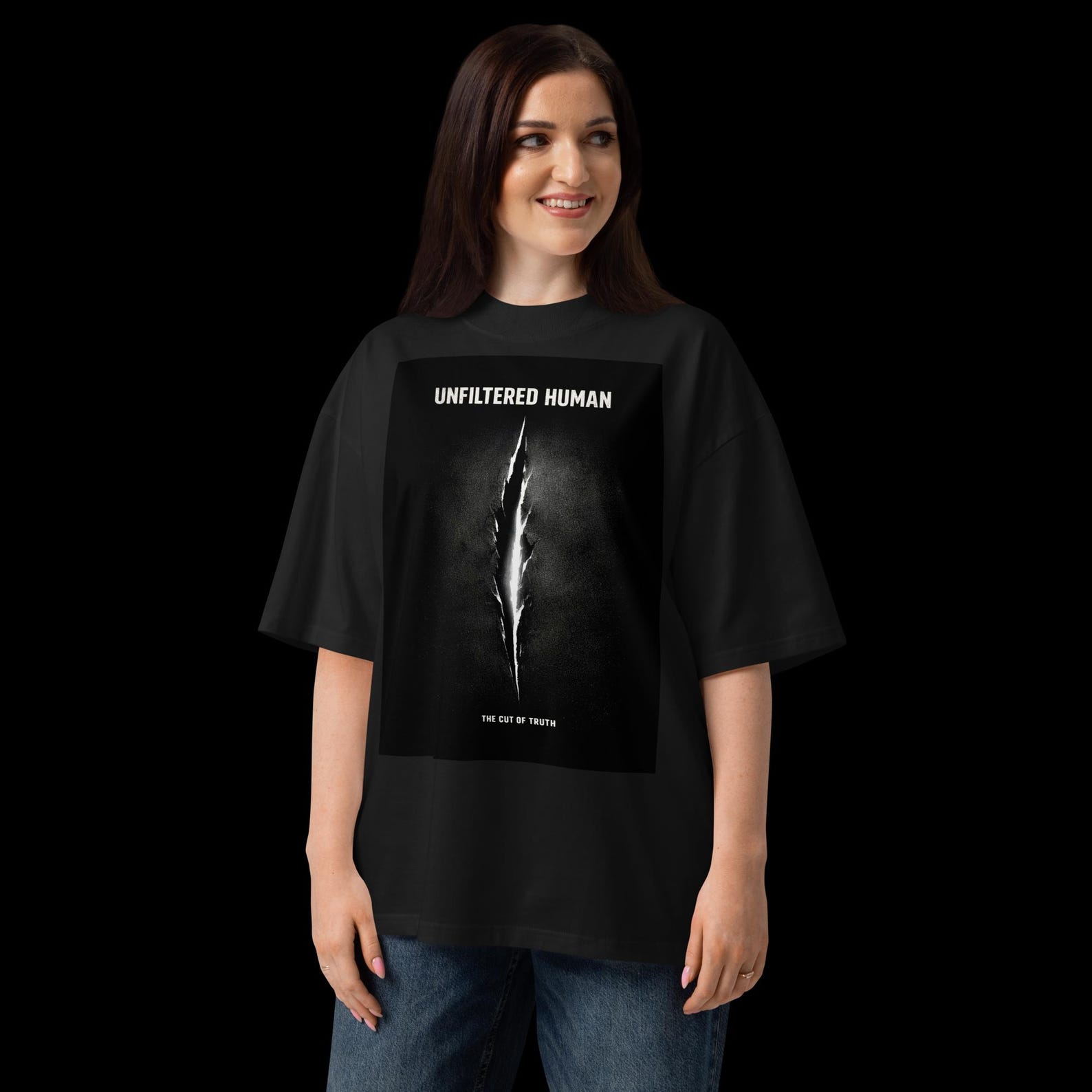 Unisex organic oversized high neck t-shirt - UNFILTERED HUMAN - The Cut 2XL