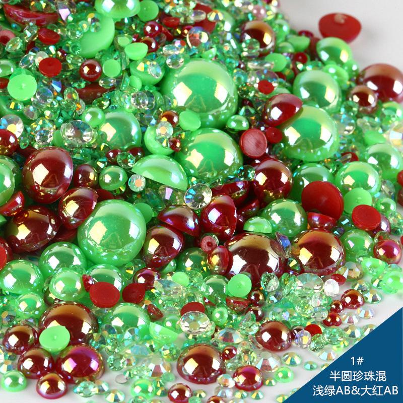 Mixed Abs Semicircular Pearl Resin Flat Bottom Diamond Set Imitation Pearl Mixed Size Diy Jewelry Accessories