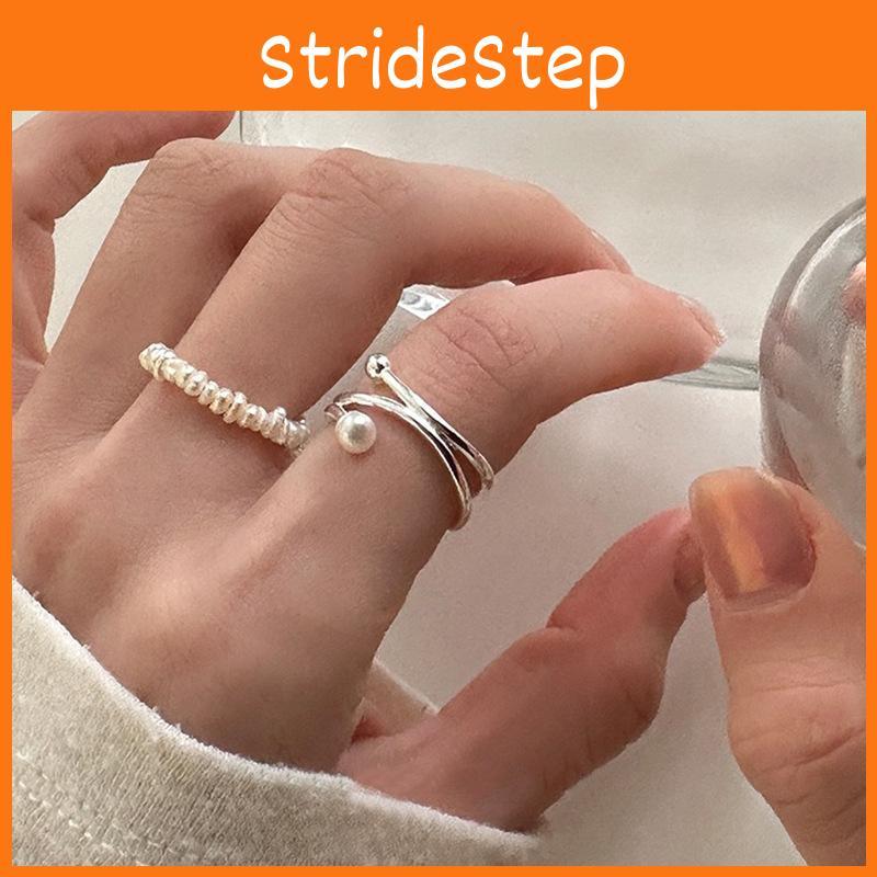 Chic High-end Design Geometric Pearl Ring For Women Stylish Adjustable Finger Jewelry