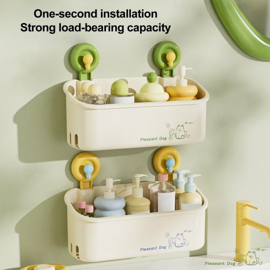 Bathroom Storage Rack with Suction Cup Large Capacity Strong Load-bearing