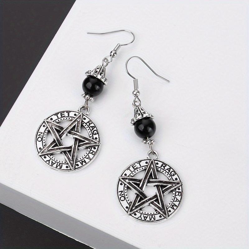 Gotisk mørk stil måne sol pentagram ørering okkult halvmåne wicca heks dingle øredobber for kvinner menn håndlagde gotiske smykker gave