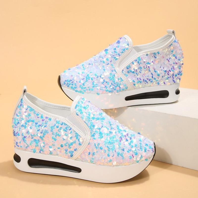 Scarpe basse sportive e casual taglia grande per donna, estate, nuove, con paillettes, rete traspirante, leggere, sandali da donna