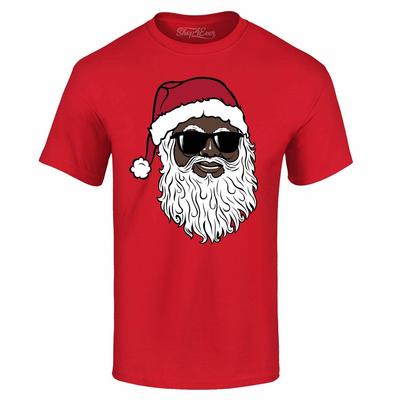 Black Santa Claus Sunglasses T-shirt Funny Christmas Holiday Party Shirts