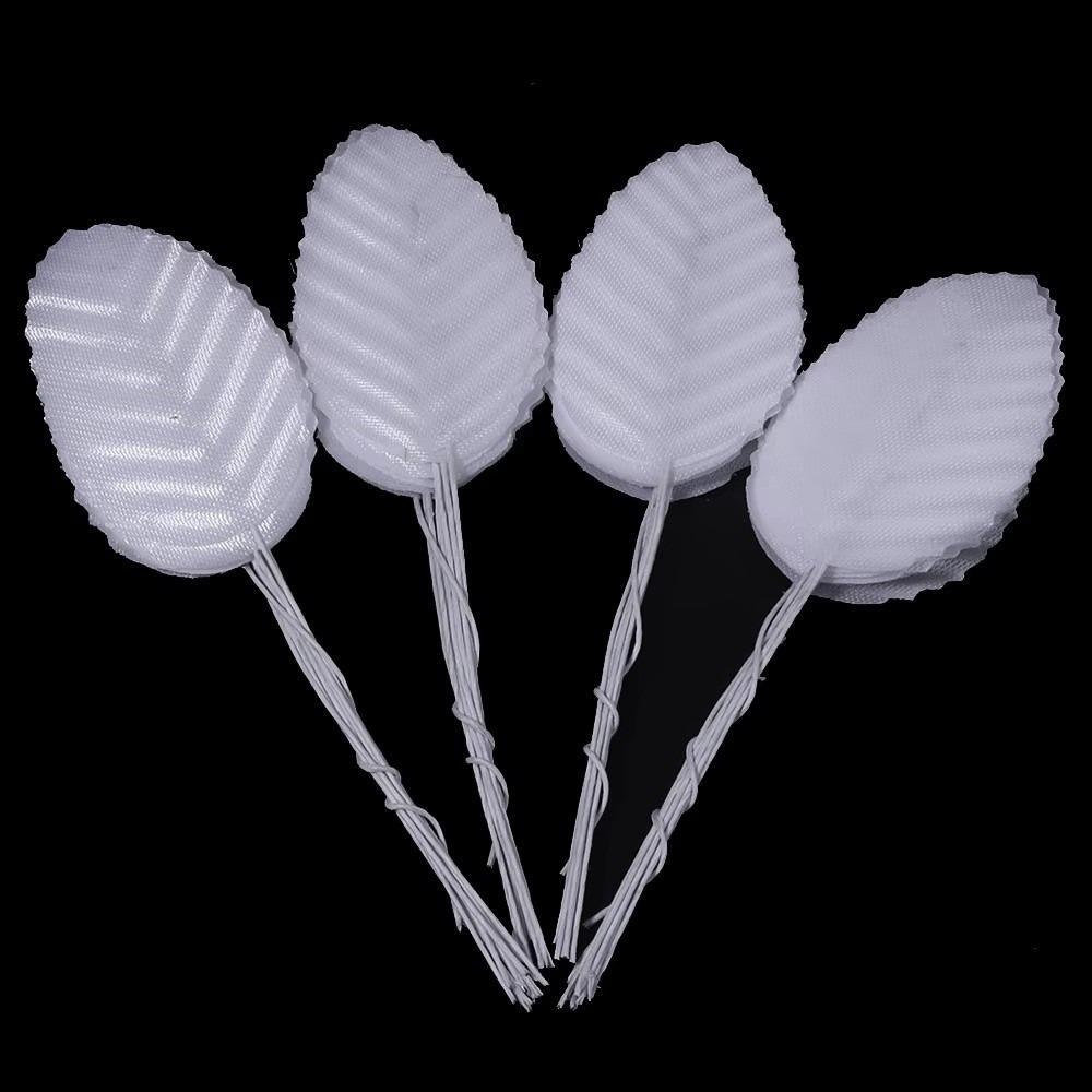 

40Pcs Nylon Artificial Silk Rose Leaves Single Leaf Floral Decoration Leaf Fake Flower Leaf DIY Crafts Wired Stem