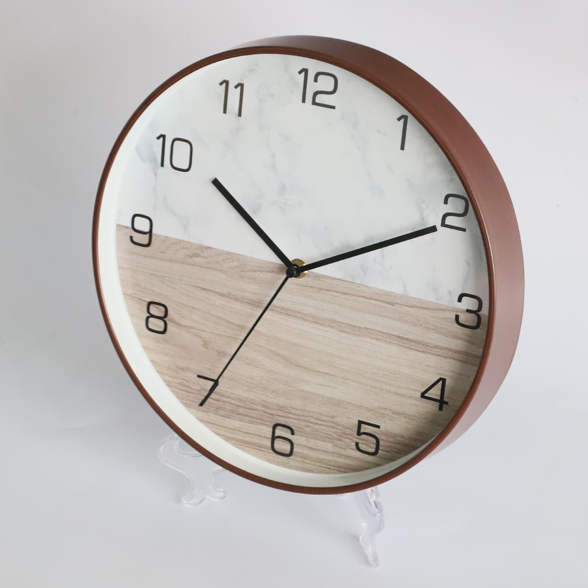 

12 Inch 30cm Imitation Wood Grain Hanging Clock, Brushed Creative Clock, Modern Simple Japanese Korean Style Clock, Quartz Clock