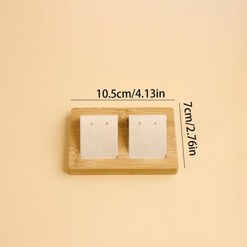 Bamboo Wood Earrings Display Stand DIY Velvet PU Leather Jewelry Storage Tray for Window Counter Props Show