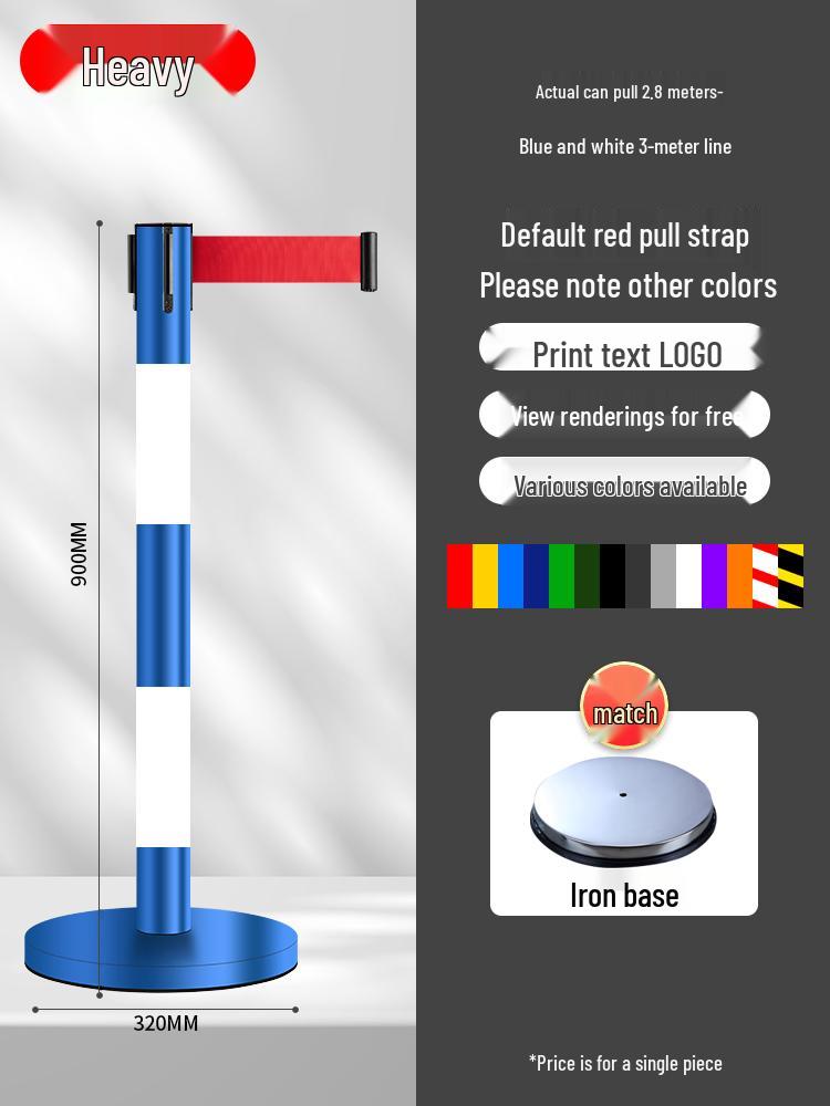 Retractable Queue Barrier Post with Belt