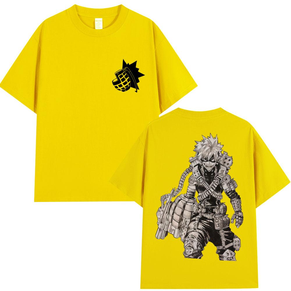 Anime My Hero Academia Katsuki Bakugo T Shirts Men's Harajuku Manga Summer T Shirt Oversized Cotton O-Neck T-shirt