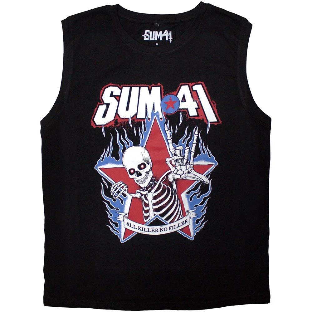 Sum 41 Unisex Tank T-Shirt: All Killer No Filler Skeleton (Black) (Medium) 4XL