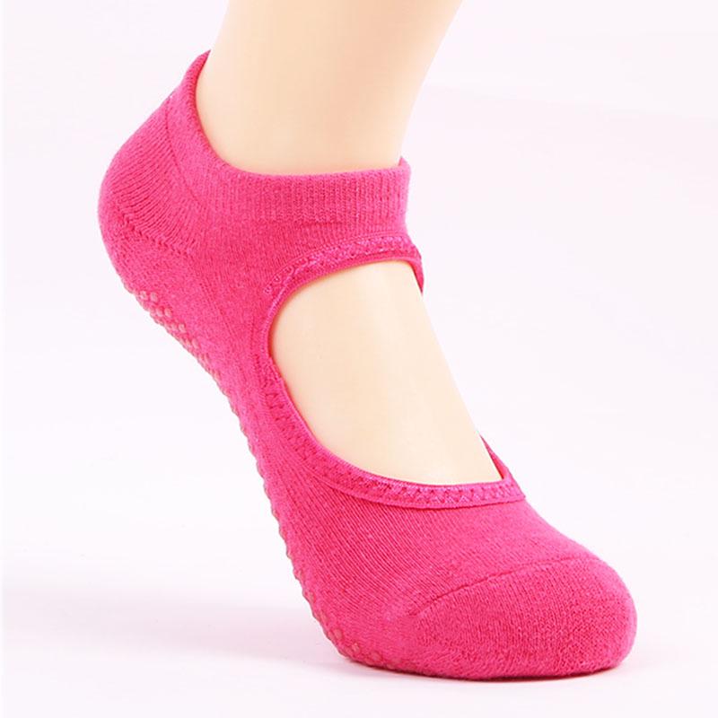 European & American Women's Non-Slip Backless Terry Yoga Pilates Socks - Cotton