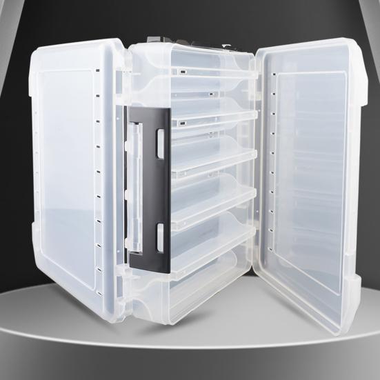 10/14/16 Grids Takle Box Fiske lokkebeholder med håndtak Gjennomsiktig design Multi-rom Kompakt størrelse bærbar fiskeagn oppbevaringsveske