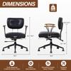 Home Office Schreibtischstuhl, Ergonomischer Ledersessel für den Computer mit Rollen und Eichenholz-Armlehnen, Höhenverstellbarer Drehstuhl für Führungskräfte
