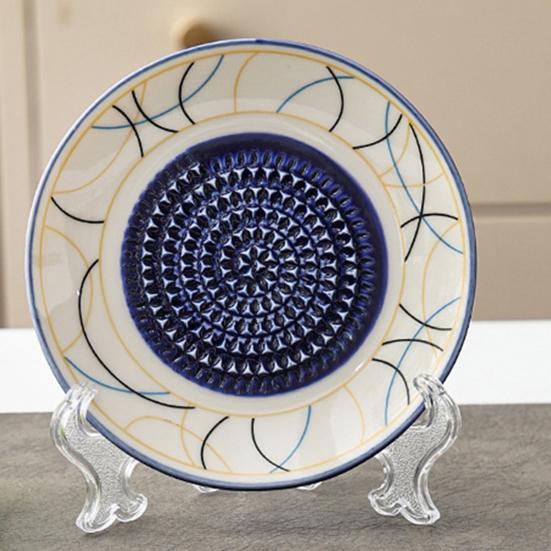 Ceramic Garlic Grinder Plate Bowl, Manual Ginger Fruit Zester Grater Dish, All-in-One Prep Mixing Serving Tray, Modern Minimalist Kitchen Tool
