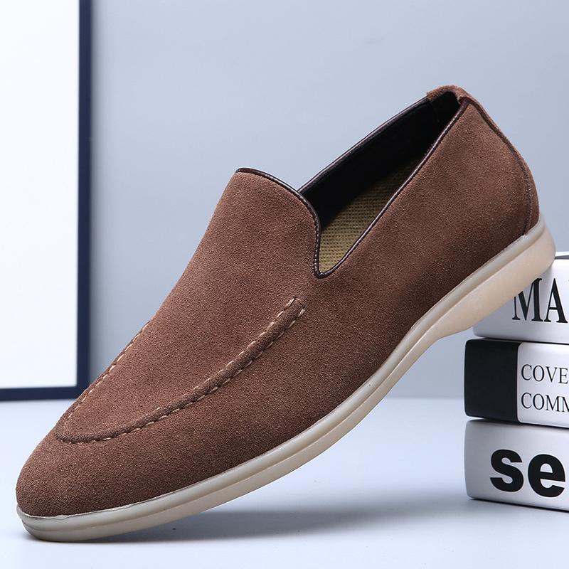 Retro British Fur Turning One Pedal Men's Business Breathable Foot Cover Casual Soft-soled Lazy Shoes