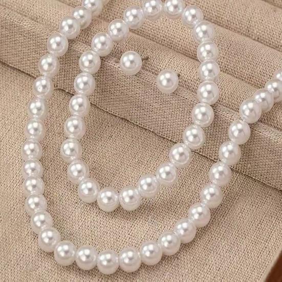 1/2 Sets White Imitation Pearl Jewelry Set Choker Necklace Stud Earrings Bracelet Set Jewelry Accessories