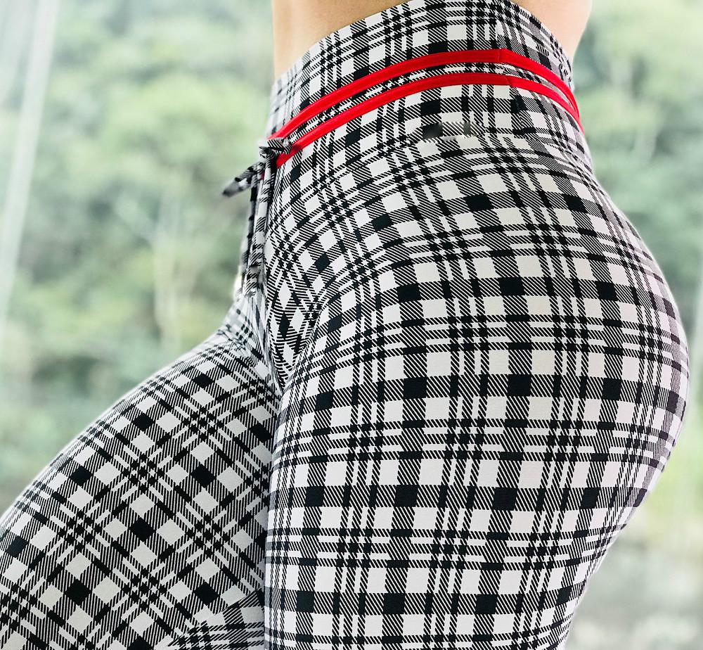 Buy Woman Sexy Sports Leggings Irregular Black and White Striped Yoga