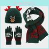 Christmas Deer Kids Knit Hat Scarf Gloves Set With Warmth For Winter Holiday Play