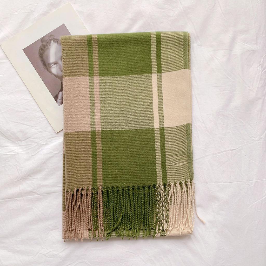 9-Color 2024 Autumn And Winter New Item Imitation Cashmere Thickened Warm Tassel Classic Plaid Temperament Shawl Scarf For Women