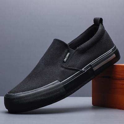 2025 Nye Sko for Menn Lerret Uformelle Sko Vår Sommer Pustende Flate Skateboard Sko Kule Slip-on Loafers