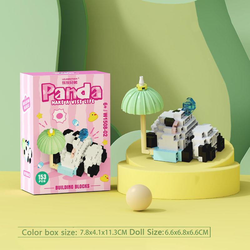 Cute Panda Mini Particle Building Blocks Blind Box Kawaii Collectible Puzzle Toy DIY Montessori Educational Toys Gifts for Kids