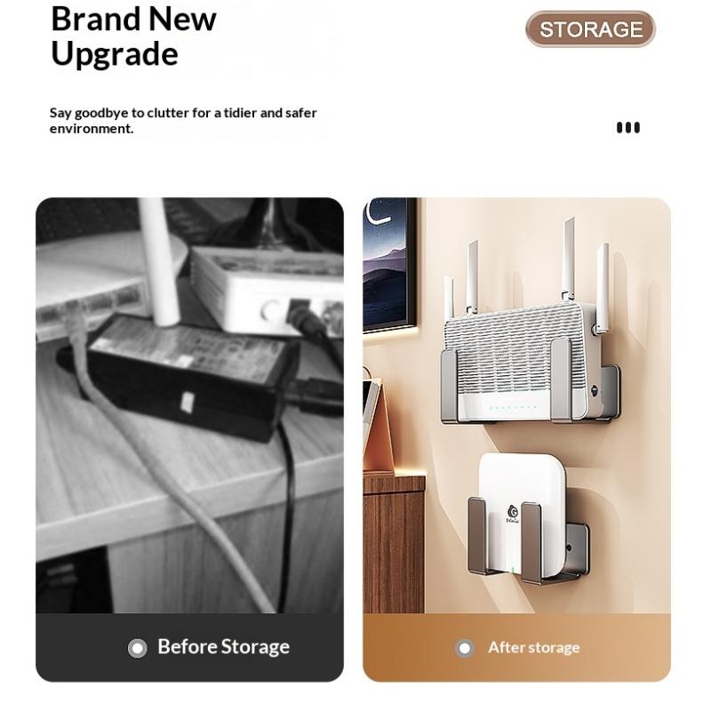 Wandmontage Router Steckdosenleiste Halter Kohlenstoffstahl Multifunktional Wifi Platzierungsregal Platzsparend Bohrlos Wandmontagehalterung