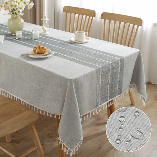 Forhomelife Stylish Water-Repellent Nordic Linen Table Cover, Easy to Clean, Stain-Resistant, Thick, Square, 90x90cm, Fits Round Tables, Mini Size (Gr