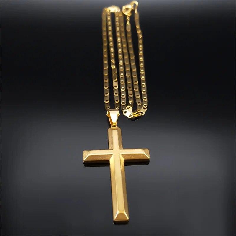 Stainless Steel Jesus Christ Cross Necklace for Men Women Big Hip Hop Gold Plated Necklaces Birthday Gift for Boyfriend NHH16S05