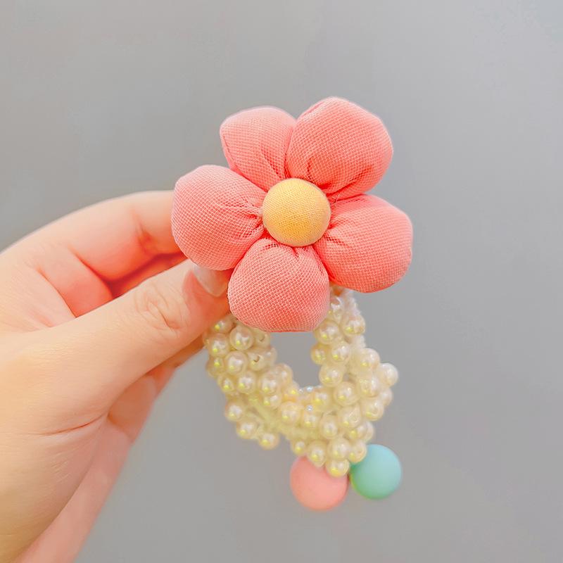 Princess Crown Pearl Hair Ties for Girls - Korean Style Bun and Ponytail Accessories