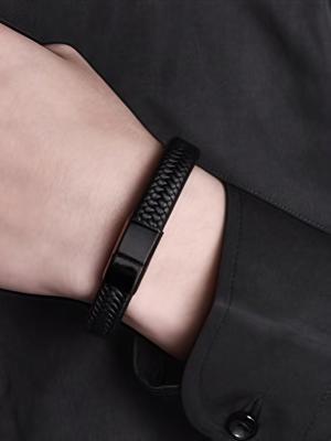 Hot-selling Vintage Retro Men's Leather Open Bangle, Simple Multi-Size Woven Leather Hand Rope, Outdoor Sports Gift