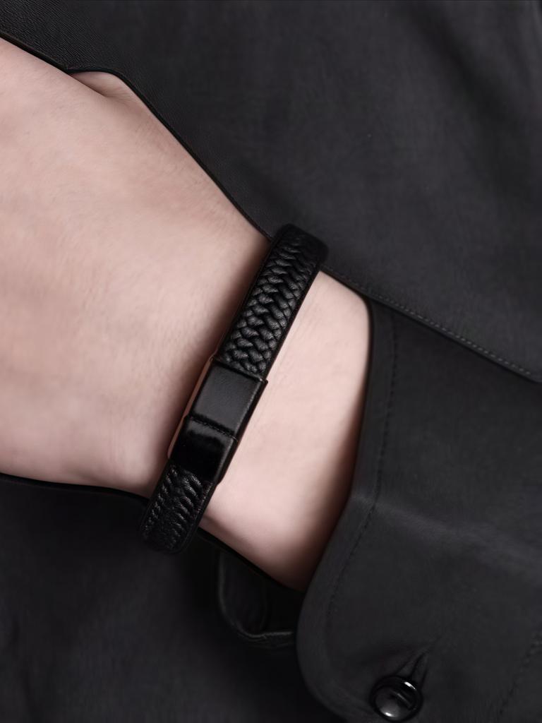 New Hot-selling Vintage Retro Men's Leather Open Bangle, Simple Multi-Size Woven Leather Hand Rope, Outdoor Sports Gift