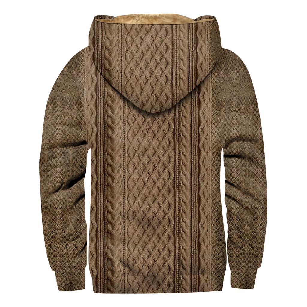 Pánská zimní fleecová mikina s kapucí a našitou kapsou pro volný čas