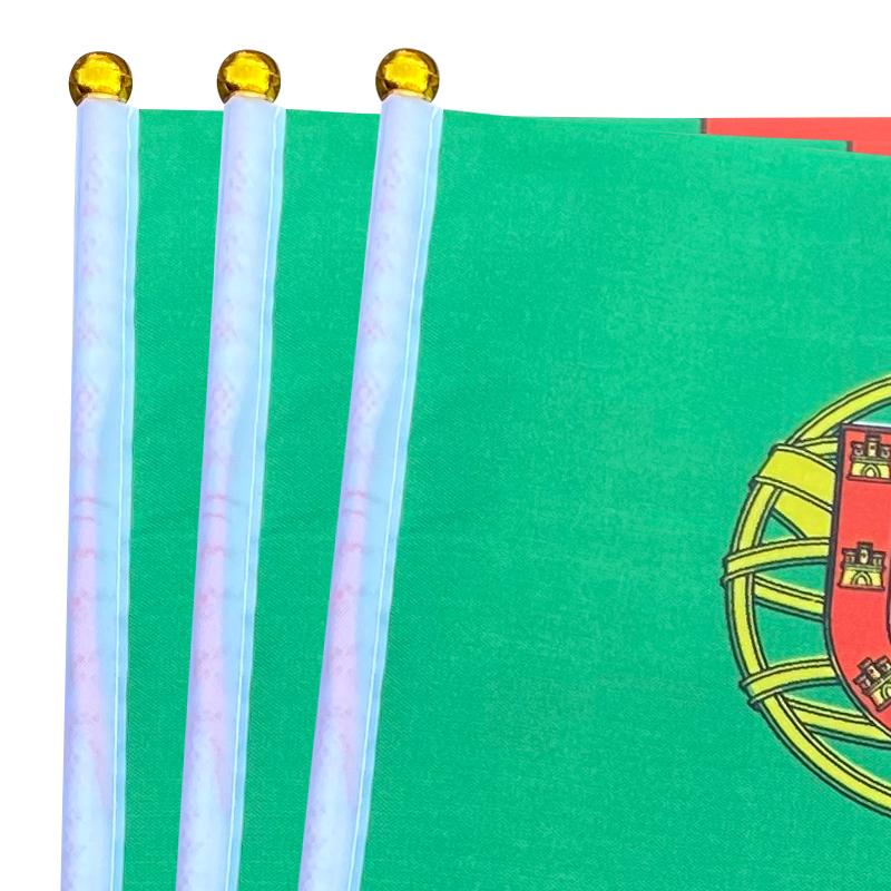 EOODLOVE 14 * 21cm Portugal Handheld Plastic Stick Flag Outdoor Celebration Event Portugal Small Size Flag