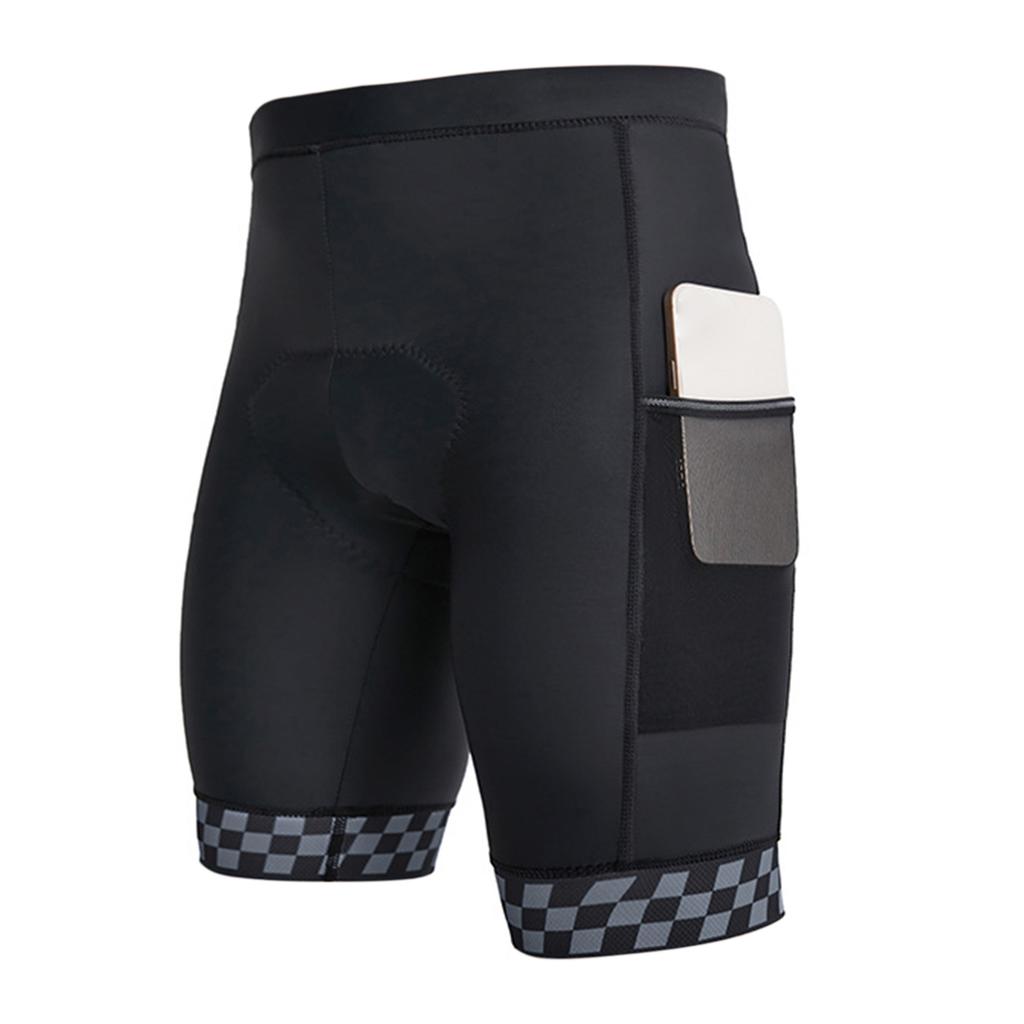Men s Padded Bike Shorts Cycling Shorts with Easy Access Pockets Quick Dry Breathable Tight Elastic Shorts Grey M