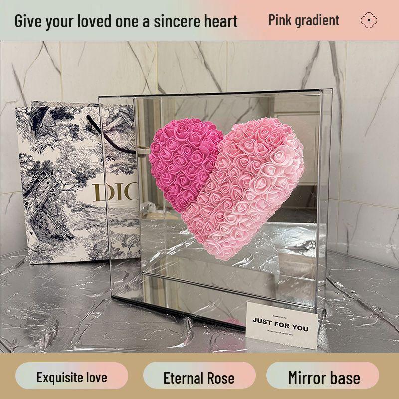 

Прозрачное акриловое зеркало в форме сердца из 80 частей с сухоцветами - Идеально для Дня святого Валентина, дней рождения и признаний