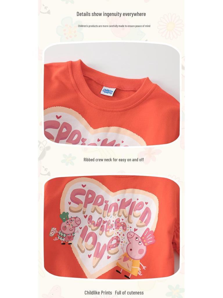 Peppa Pig Girls' Ruffle Hoodie & Sweatpants Set - Spring/Autumn Wear, Two-Piece