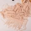 Women Summer Shawl See-through Mesh Thin Tassel Solid Color Soft Decorative Lace Malaysia Women Head Wrap Clothes Accessory