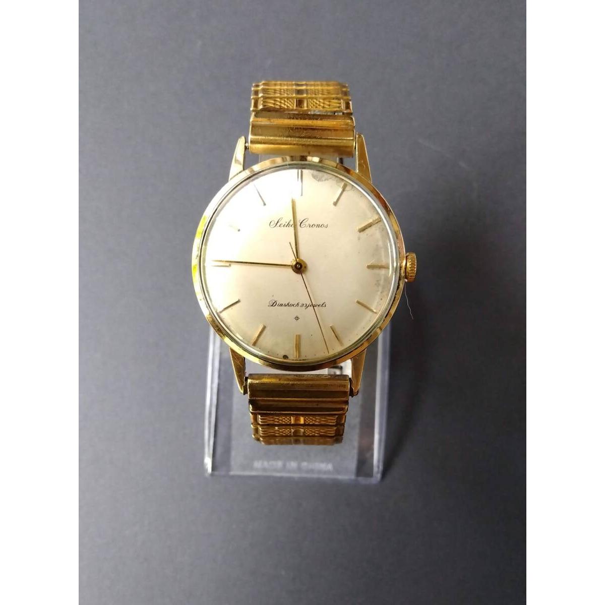 Used 1960 SEIKO Cronos 15001A Manual winding watch 14K gold filled case Working item Classic Japanese Elegant Craftsmanship