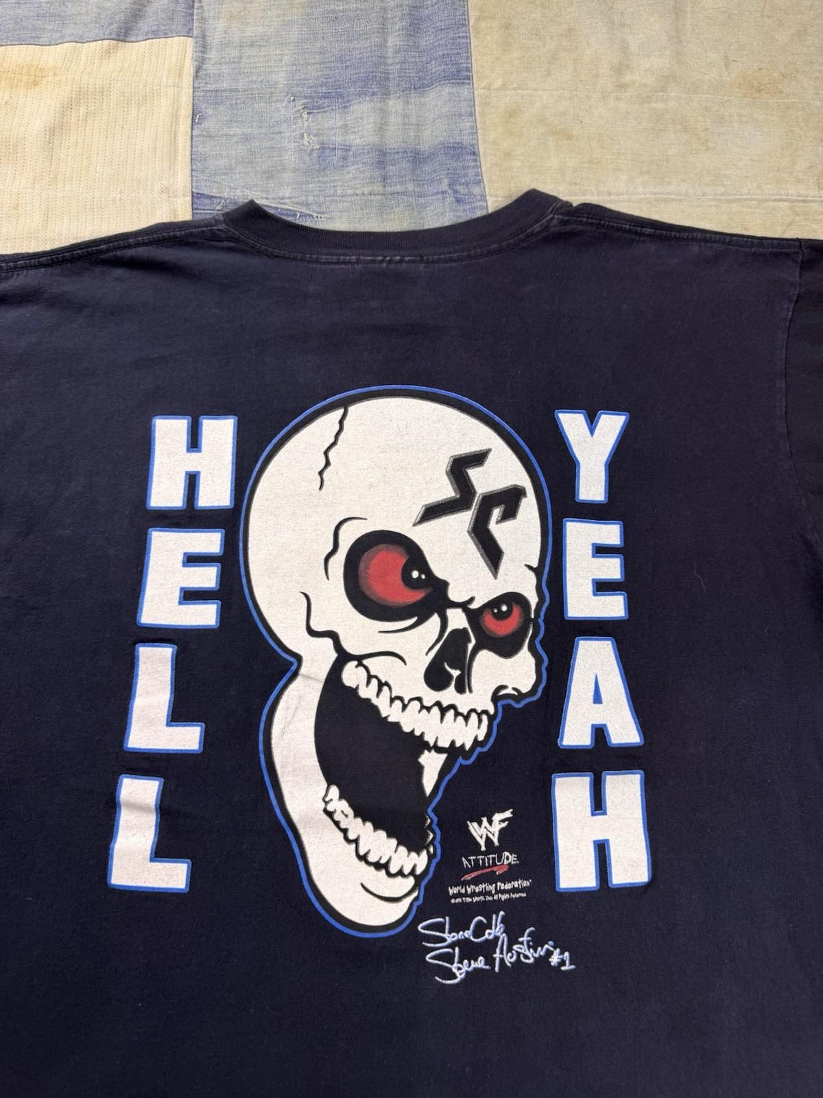 Vintage WWF Steve Austin Hell Yeah Skull Double Sided T Shirt XL Wrestling Unisex T-Shirt XL