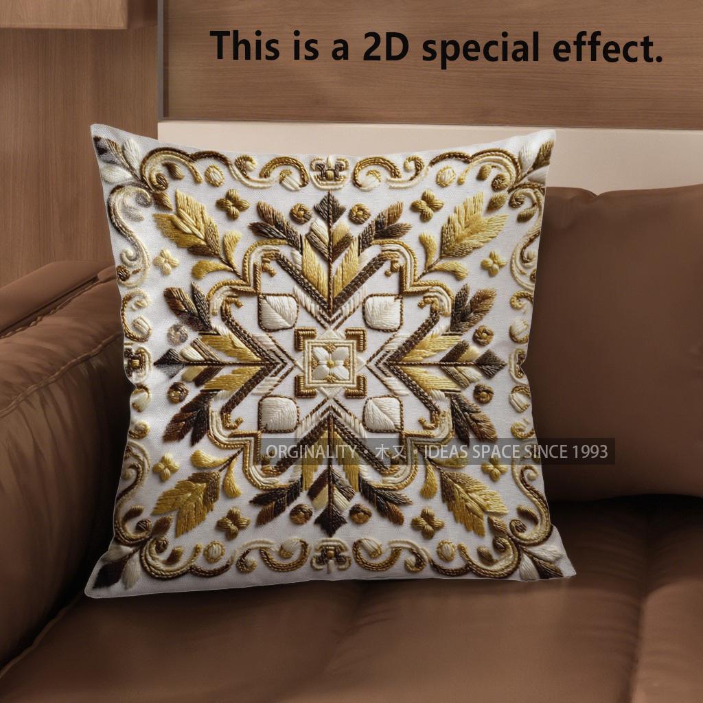 2D Colorful Embroidered Pattern Digital Pillow Covers Pattern Cushion Cover Suitable For Sofa Bedroom Car Pillow Cover