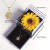 Dainty Stainless Steel Necklace Plated Zircon Daisy Sunflower Pendant Necklace with Sunflower Gift Box For Women Girls Jewelry