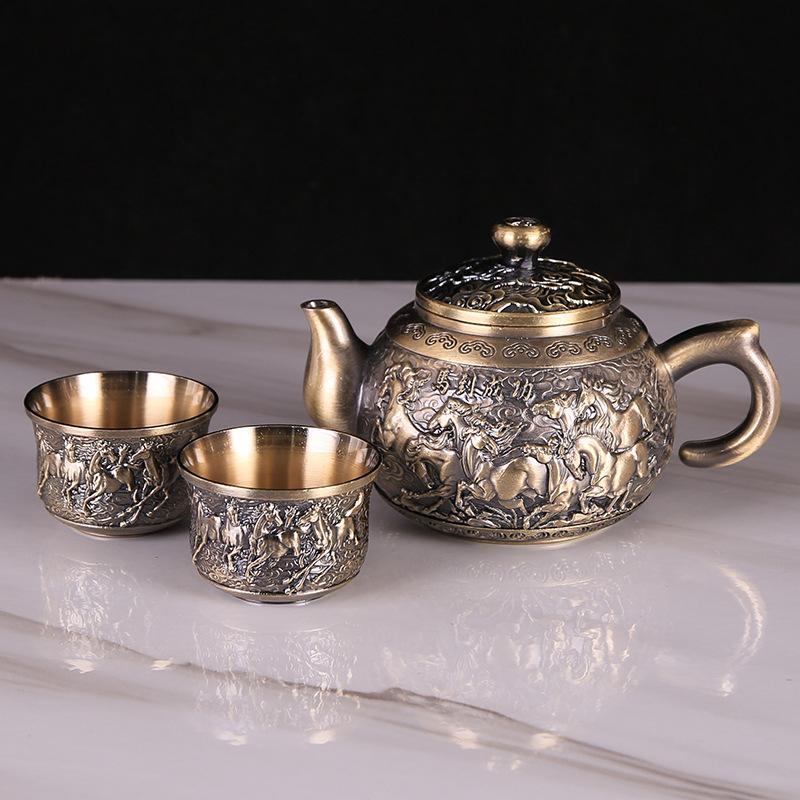 Stříbrná čajová souprava, domácí vysoce kvalitní šálek na Gongfu čaj, retro podnos na konvičku, čajová souprava, praktické dárky