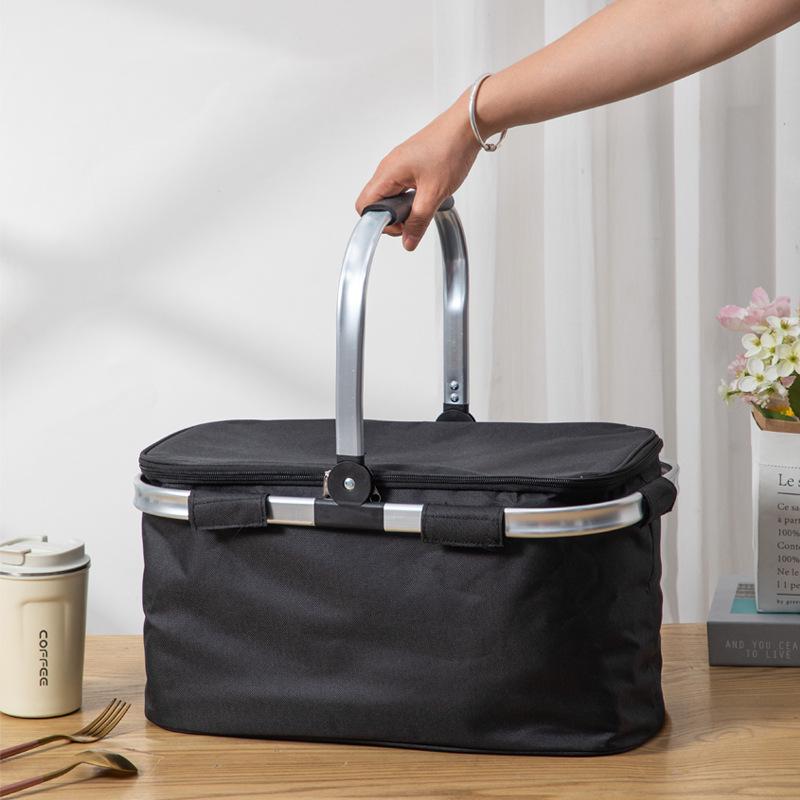 Insulated Folding Picnic Basket & Thickened Shopping Tote for Camping