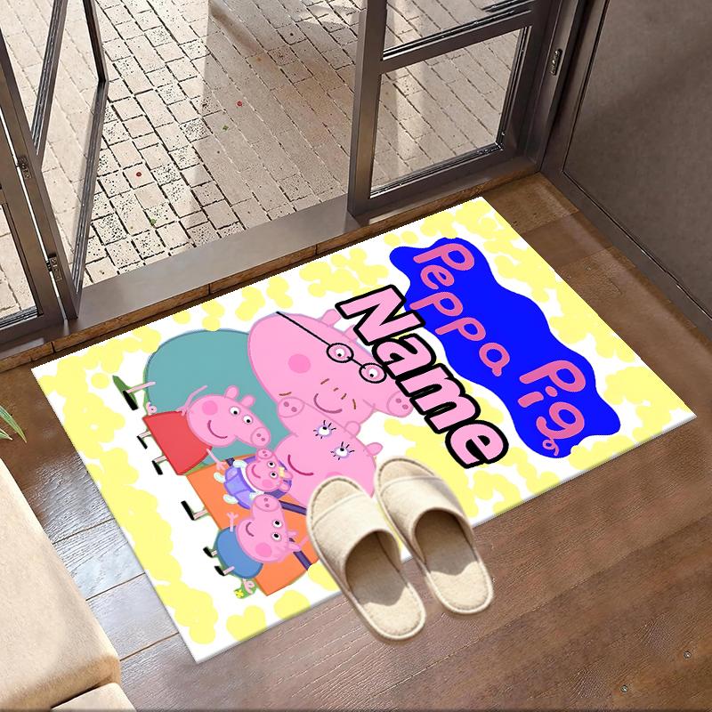 Custom Name Personalized Peppa Pig Print Carpet, Versatile Home Decor Rug, for Playroom, Apartment, Balcony, Entryway, Hallway Gift