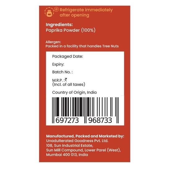 CRISTA Smoked Paprika Powder from Fresh & Flavourful Dried Chillies with Zero Added Colours, Fillers, Additives & Preservatives Smoky Flavour