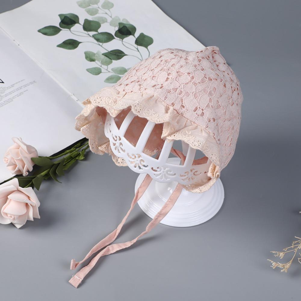 Květinová krajková dětská čepice Síťovaný klobouk pro princeznu s velkou krempou Roztomilý volánkový bavlněný klobouk pro princeznu