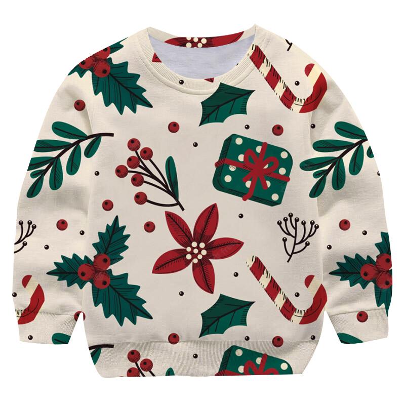 2025 Neues 4-14 Jahre Weihnachts-Hirsch-Sweatshirt für Mädchen und Jungen Große Größe Herbst Cartoon Schneemann Weihnachten Kinder Rundhals Weihnachts-Oberteile
