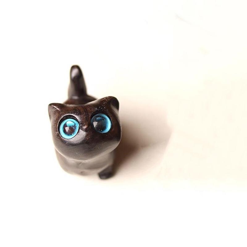 Cute Charming Wooden Kitten Figurine Handcrafted Cat Decor For Home Perfect Gift Idea Cat Figurine Cat Accessories